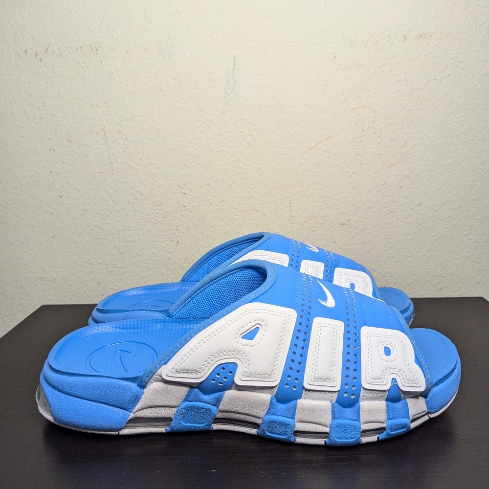 Nike Mens Sizes Air More Uptempo Slides University Blue White UNC Slippers - Picture 5 of 6